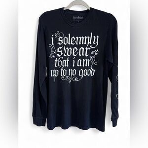 Harry Potter Long Sleeve Tee - "I Solemnly Swear" - Black & White size Small